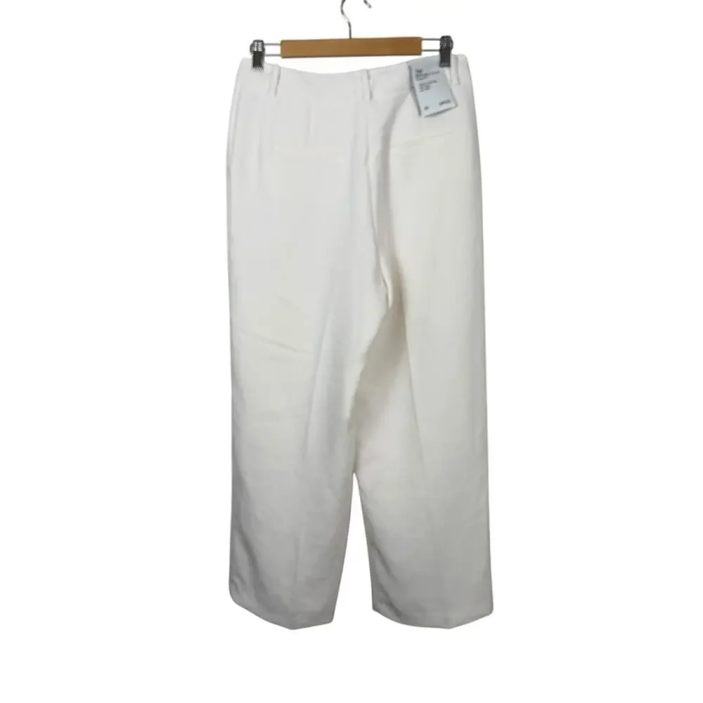 Aritzia Wide Leg Cropped Linen Pants in Light Beige